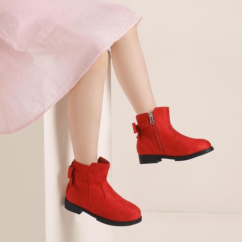 PANDANINJIA Girls Boots Toddler Kids Fashion Short Ankle Dress Bow Booties with Side Zipper Boots in Kuwait