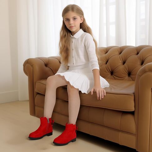 PANDANINJIA Girls Boots Toddler Kids Fashion Short Ankle Dress Bow Booties with Side Zipper Boots in Kuwait