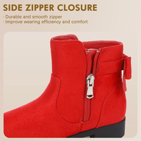 PANDANINJIA Girls Boots Toddler Kids Fashion Short Ankle Dress Bow Booties with Side Zipper Boots in Kuwait