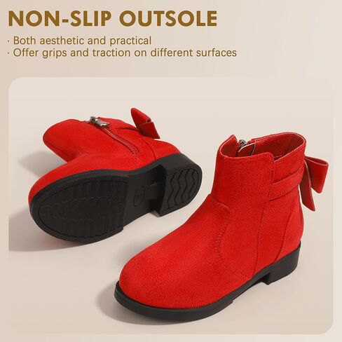 PANDANINJIA Girls Boots Toddler Kids Fashion Short Ankle Dress Bow Booties with Side Zipper Boots in Kuwait