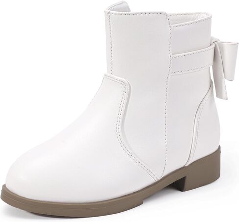 PANDANINJIA Girls Boots Toddler Kids Fashion Short Ankle Dress Bow Booties with Side Zipper Boots in Kuwait
