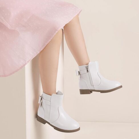 PANDANINJIA Girls Boots Toddler Kids Fashion Short Ankle Dress Bow Booties with Side Zipper Boots in Kuwait