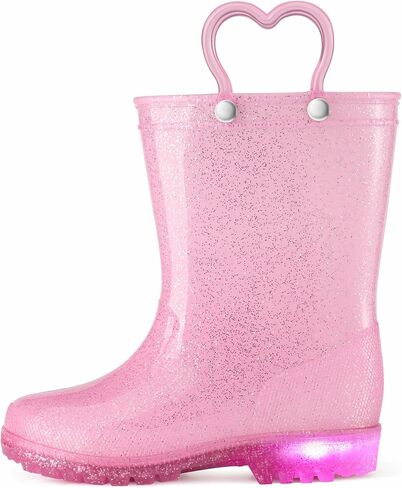 HISEA Kids Rain Boots for Boys Girls, Waterproof Lightweight Rain Boots Light Up by Steps for Water Beach Outdoor Playing (Toddler/Little Kid/Big Kid) in Saudi Arabia