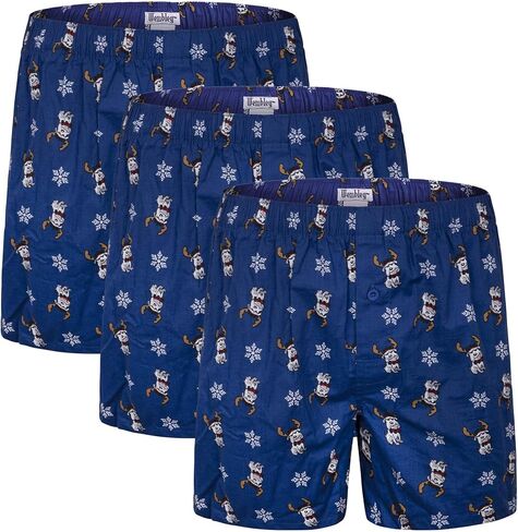 ملابس داخلية للرجال من Wembley بصور العطلات، مجموعة متعددة من القطن الكلاسيكي المنسوج (أزرق ساطع، متوسط) in Kuwait