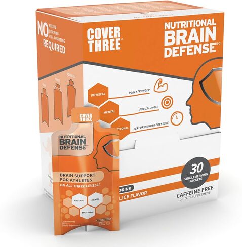Cover Three Brain Assist Brain Supplement, Nutritional Focus Supplement with Curcumin, Uridine, Orange Slice Liquid Brain Support Formula, High Performance Memory Supplements in Kuwait