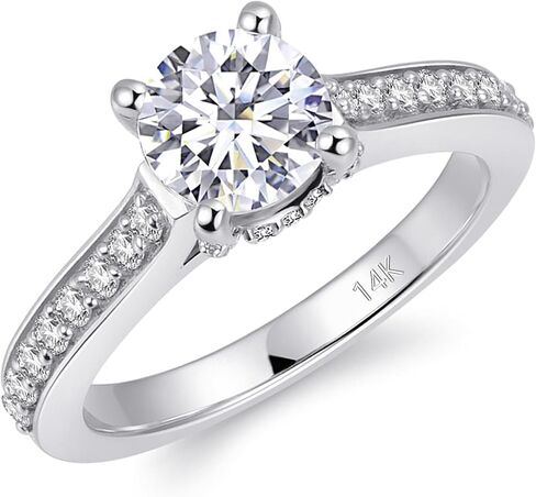 14K Solid Gold Moissanite Rings, 1ct Round Cut Moissanite Engagaement Rings, 14K Gold Moissanite Rings for Women in Saudi Arabia