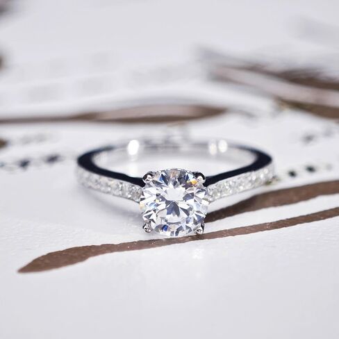 14K Solid Gold Moissanite Rings, 1ct Round Cut Moissanite Engagaement Rings, 14K Gold Moissanite Rings for Women in Saudi Arabia