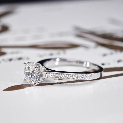 14K Solid Gold Moissanite Rings, 1ct Round Cut Moissanite Engagaement Rings, 14K Gold Moissanite Rings for Women in Saudi Arabia