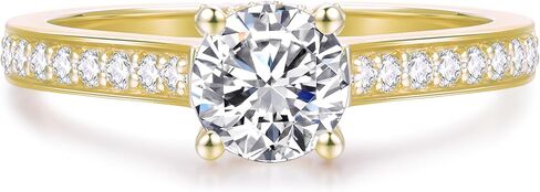 14K Solid Gold Moissanite Rings, 1ct Round Cut Moissanite Engagaement Rings, 14K Gold Moissanite Rings for Women in Saudi Arabia
