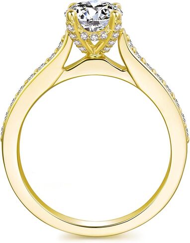 14K Solid Gold Moissanite Rings, 1ct Round Cut Moissanite Engagaement Rings, 14K Gold Moissanite Rings for Women in Saudi Arabia
