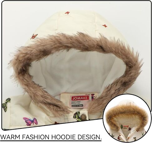 Girl Winter Dress Coats Faux Fur Hood Fleece Jacket Warm Waterproof Floral Parka in Saudi Arabia
