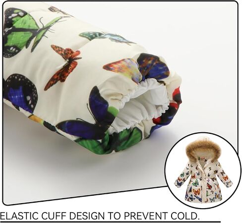 Girl Winter Dress Coats Faux Fur Hood Fleece Jacket Warm Waterproof Floral Parka in Saudi Arabia