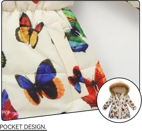 Girl Winter Dress Coats Faux Fur Hood Fleece Jacket Warm Waterproof Floral Parka in Saudi Arabia
