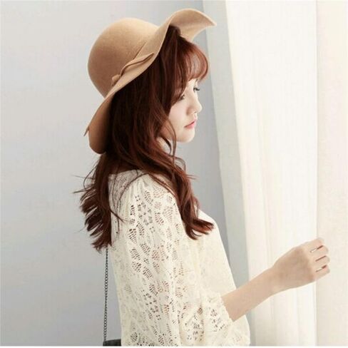 قبعة مرنة كلاسيكية قابلة للطي بحافة واسعة للنساء، قبعة فيدورا من الصوف الدافئ قبعة مرنة للشاطئ قابلة للطي للكبار 57 سم الجمل in Kuwait