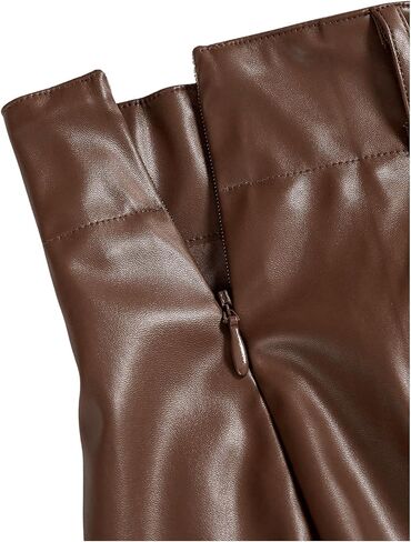SweatyRocks Women's PU Leather A Line Mini Skirt Flared Hem Pleated Skirts with Shorts in Saudi Arabia