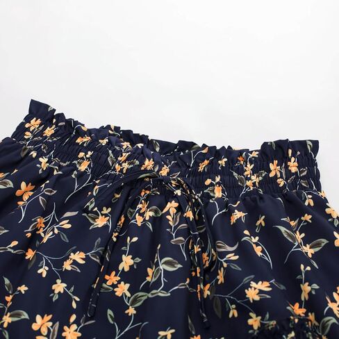 Scarlet Darkness Women Floral Print Boho Skirt Elastic High Waist Long Maxi Skirts with Pockets in Kuwait