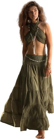 Women's Maxi Boho Skirt Moana Flowy Long Cotton Skirt Bohemian Style in Kuwait