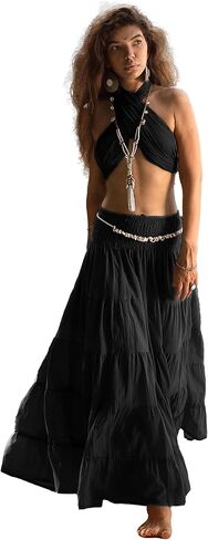 Women's Maxi Boho Skirt Moana Flowy Long Cotton Skirt Bohemian Style in Kuwait