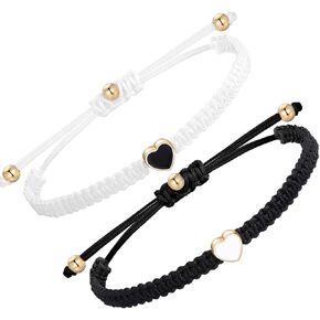 MJartoria BFF Bracelets for 2-Heart Matching Bracelets Adjustable Strand Best Friends Bracelet Friendship Bracelets Jewelry Gifts for Teen Women Couples in Kuwait