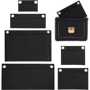 WADORN 6 Sizes Purse Conversion Organizer Insert, Felt Handbag Organizer Inner Pocket Wallet Clutch Bag Conversion Kit with Eyelet Pochette Bag in Bag Accessory, Black
