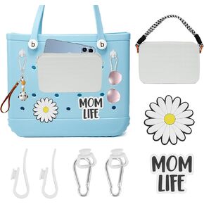 Accessories Set for Bogg Bag, Silicone Phone Holder for Bogg Bag, Charms for Bogg Bag (Grey)