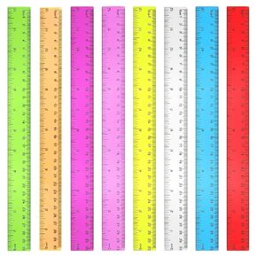 32 Pack Clear Plastic Rulers 12 Inch, Transparent Assorted Color Kids Ruler Bulk for School with Centimeters and Inches, Measuring Tools for Student School Office Home