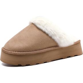 Guyarns Platform Slippers for Women,Fuzzy Rhinestone Womens Slippers Indoor and Outdoor Soft Memory Foam Slippers Fur Fleece Lined Anti-Slip House Shoes
