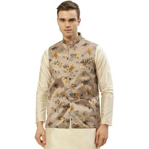 Maple Clothing Men's Traditional Nehru Jacket Indian Vest Waistcoat Floral