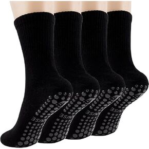 Pilates Yoga Socks with Grips for Women - Crew Length Ballet Barre Socks - Sticky Workout Hospital Socks