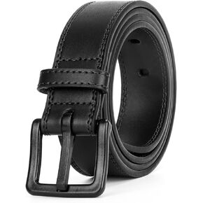 XZQTIVE Men’s Metal Free Belt Hypoallergenic Leather Belts For Jeans Dress Nickle Free TSA Belt With Black Buckle