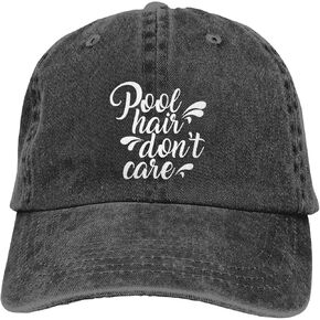 Women's Pool Hair Don't Care Hat for Men Women, Adjustable Vintage Distressed Washed Baseball Cap