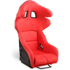 ‎DNA MOTORING Universal High Head Fixed Position Bucket Racing Seat with Sliders,25.25" W X 19.68" D X 39.37" H,Black,RS-JBR-004-BK-1P