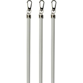 White Aluminum Drapery Curtain Wand Pull Rod w/Swivel Snap & Handle White (6 Pack - 36""), Silver