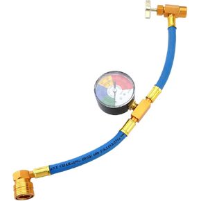 Vosarea R134A Air Conditioning Refrigerant Recharger Hose with Gauge for Car (1/2 Thread for American and Europe)