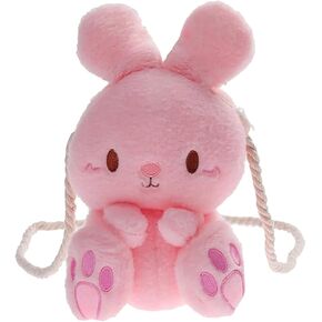 Plush Bunny Crossbody Messenger Shoulder Bag for Girls Women Cartoon Fluffy Mini Liner Rabbit Chain Wallets Bag