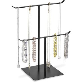 Necklace Holder Jewelry Stand, Bracelet Holder for Necklace Earring Bangle Watch Bracelet Display Stand, Metal Jewelry Display for Vendors - Home Decor Aesthetic Christmas Gifts (White Gold)