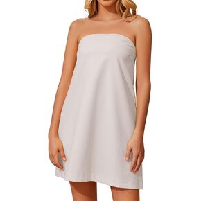 Meladyan Women’s Summer Tube Dress Strapless Backless Mini Tube Dress Smocked Cut Out Relaxed Mini Dresses with Pockets