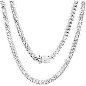 Nuragold 14k الذهب الأبيض 4mm الصلبة ميامي الكوبية ربط سلسلة قلادة، رجل مجوهرات مربع المشبك 16 "18" 20 "22" 24" 26" 28" 30"