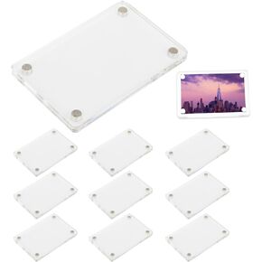 10Pcs Acrylic Refrigerator Magnet Mini Picture Frame, Double Sided Fridge Magnet Photo Picture Frame, Clear Frameless Display Frame for Photos Film Stamp Cards, 2.36 x 3.54 Inch
