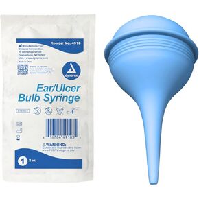 Dynarex Sterile Ear/Ulcer Bulb Syringe - Sterile & Non-Latex Rubber Squeeze Irrigation Bulb for Ear Canal, Nose - 2 Oz Capacity, 1 Bulb