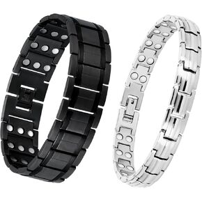 Feraco Magnetic Bracelets for Men Women Titanium Steel Bracelet with Double Rows Magnets, Jewelry Gifts