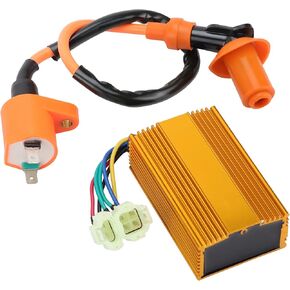 GOOFIT High Performance Racing AC Ignition Coil with 6 Pin CDI Box for 4 Stroke GY6 50cc 125cc 150cc Chinese Moped Scooters ATV Go Kart