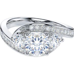 1CT Genuine Moissanite or Simulated Diamond Hold The Loved Swirled Wrapped Three Stone Style Engagement Ring For Women