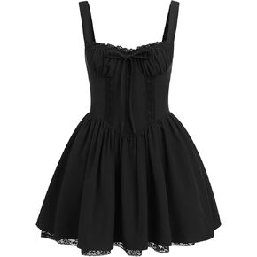 Corset Dresses for Women Spaghetti Straps Short Mini Floral Lace Bustier Dress Summer Boho Sundress