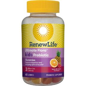 Renew Life Kids Probiotic Gummies، يدعم صحة الجهاز الهضمي والمناعة، خالي من الصويا ومنتجات الألبان والغلوتين، التوت، 90 قرصًا قابلاً للمضغ