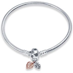 925 Sterling Silver Snake Chain Charm Bracelet for Women Butterfly Heart Clasp Charm Bracelet with 5A Cubic Zirconia