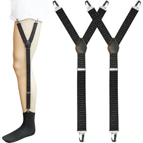 JEMYGINS Shirt Stays for Men Military Adjustable Elastic Garter Straps Sock with Non-slip Locking Clamps