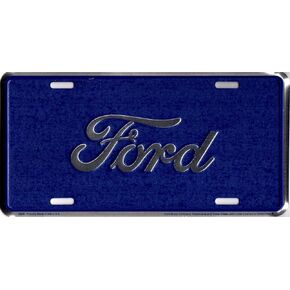 HangTime Ford Script Blue Metal License Plate