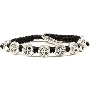 My Saint My Hero St. Amos Share The Love Bracelet - Silver-Tone Medals on Black Cording