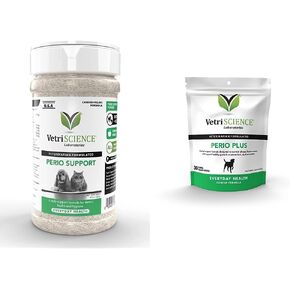 VetriScience Healthy Mouth Dog Dental Powder, Perio Support Clinically Tested Dental Powder for Dogs and Cats, Freshen Breath, Control Plaque & Tartar, Oral Health, 4.2 oz in Saudi Arabia
